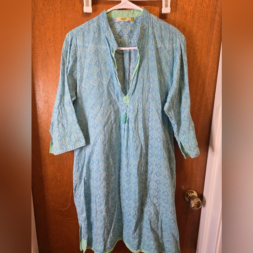 Dolma Blue and Green Patterned Tunic Dress XL